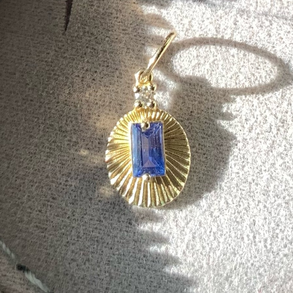 Kimberly Doyle Joy Light 14K Yellow Gold Charm Pendant Parti Sapphire Diamond.